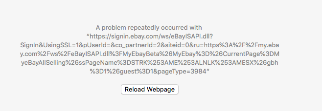 A problem repeatedly occurred error alert in Safari browser