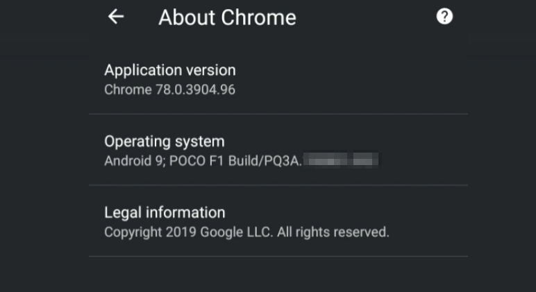 About Chrome Details in Android