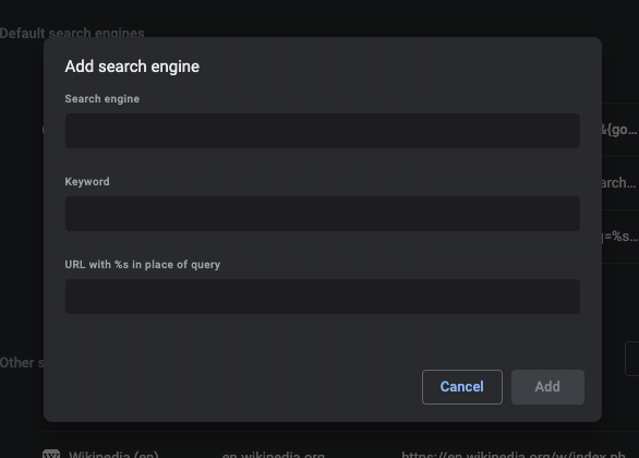 Add Custom Search Engine in Chrome Computer