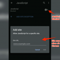 Add site exception for JavaScript on Chrome Android