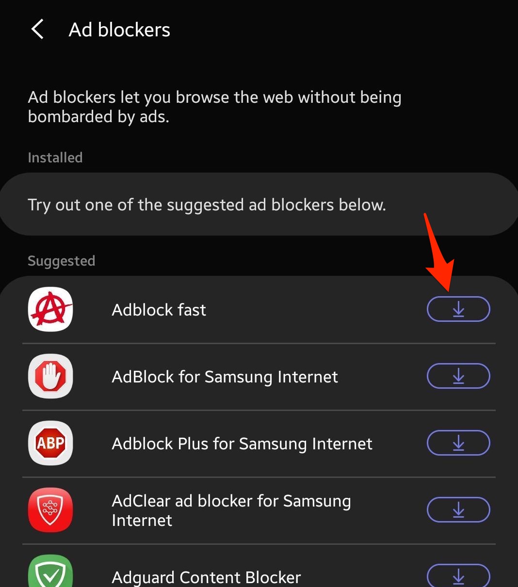 Ads and Pop-up Blocker on Samsung Internet