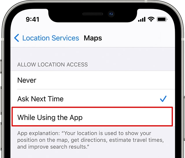 Allow Location Services access option in iOS
