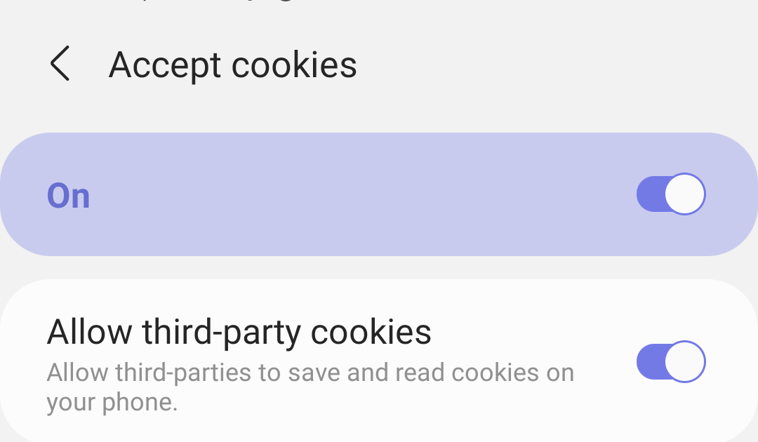 Allow or Block Third Party Cookies in Samsung Internet