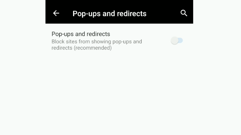 Block pop-ups and redirects in Edge Android