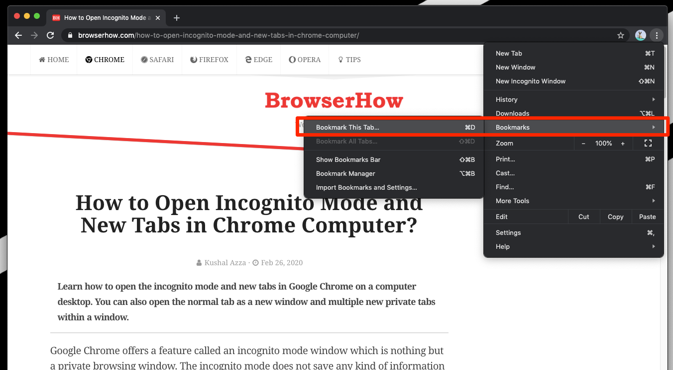 Bookmark This Tab in Chrome Computer