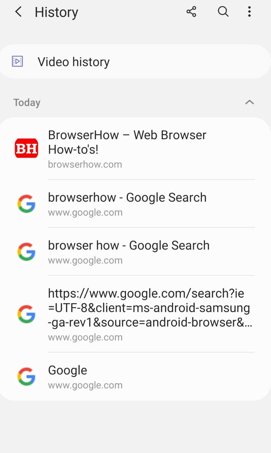 Browsing History tabs in Internet Browser