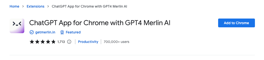 ChatGPT App for Chrome with GPT4 Merlin AI - Chrome Web Store