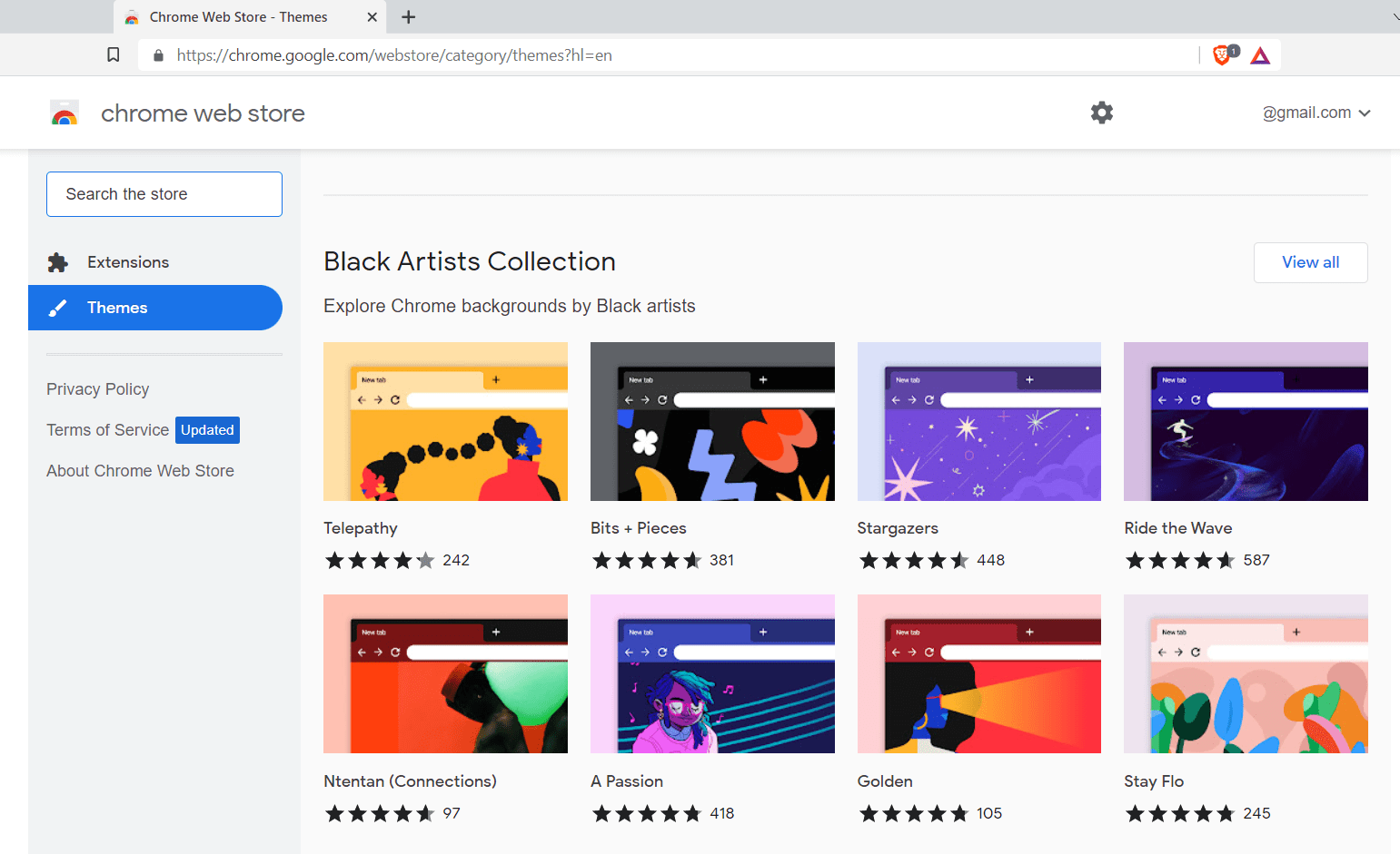 Choose the Theme from Chrome Web Store to apply on Brave browser