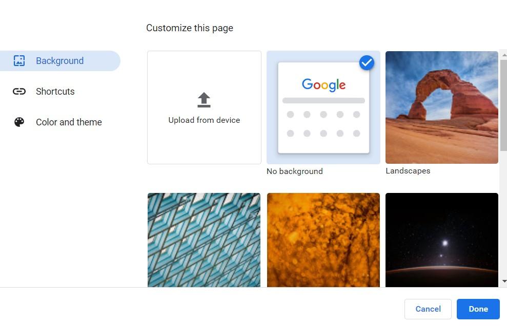 Choosing Background Image for Chrome Browser