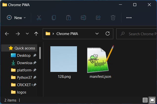 File dan gambar JSON Manifes Aplikasi Chrome