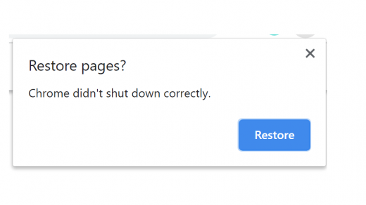 Chrome didn't shut down correctly error feature