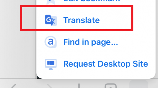 Chrome iOS Translate Command Button