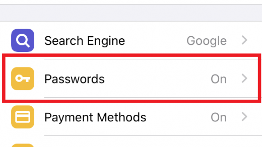 Chrome iPhone Passwords Settings ON