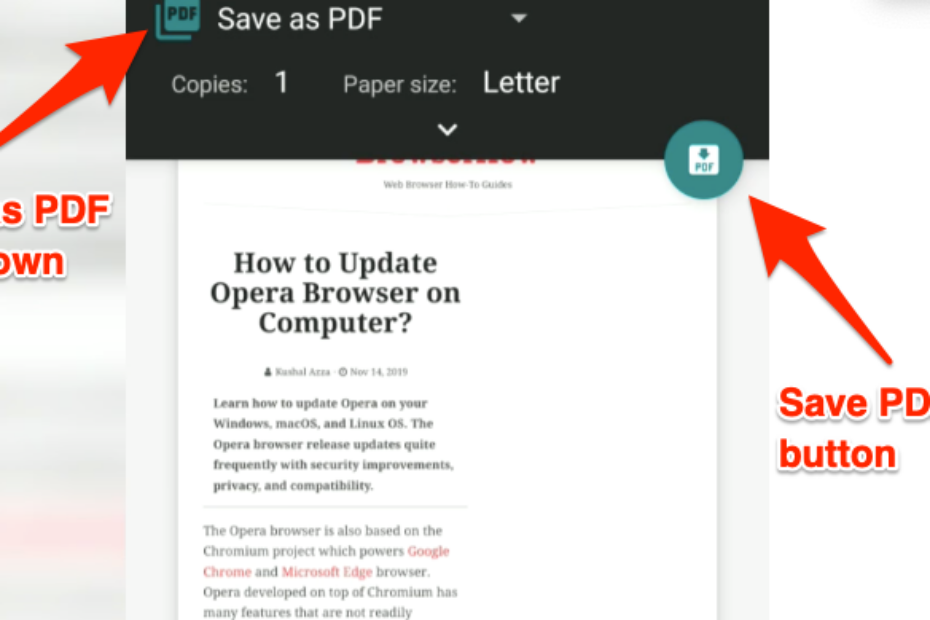 Chrome Android Save as PDF and Print Preview