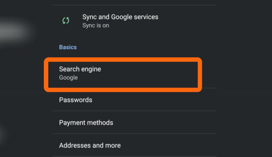 Chrome Android Search Engine Settings