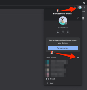 Manage Profile Settings under Chrome Profile icon