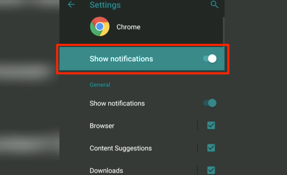 Chrome Show Notifications Toggle Button