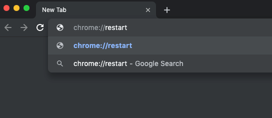 Chrome restart command