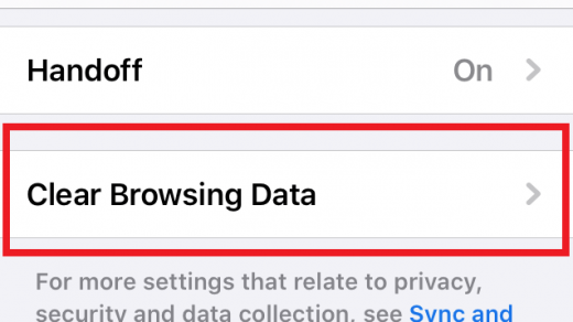 Clear Browsing Data under Chrome iPhone Privacy Settings