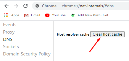 Clear Host data DNS from chrome computer