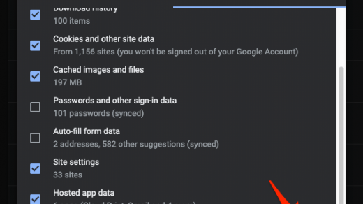 Clear browsing data in Google Chrome