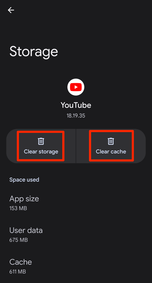 Clear storage and clear cache command on Android App Settings page