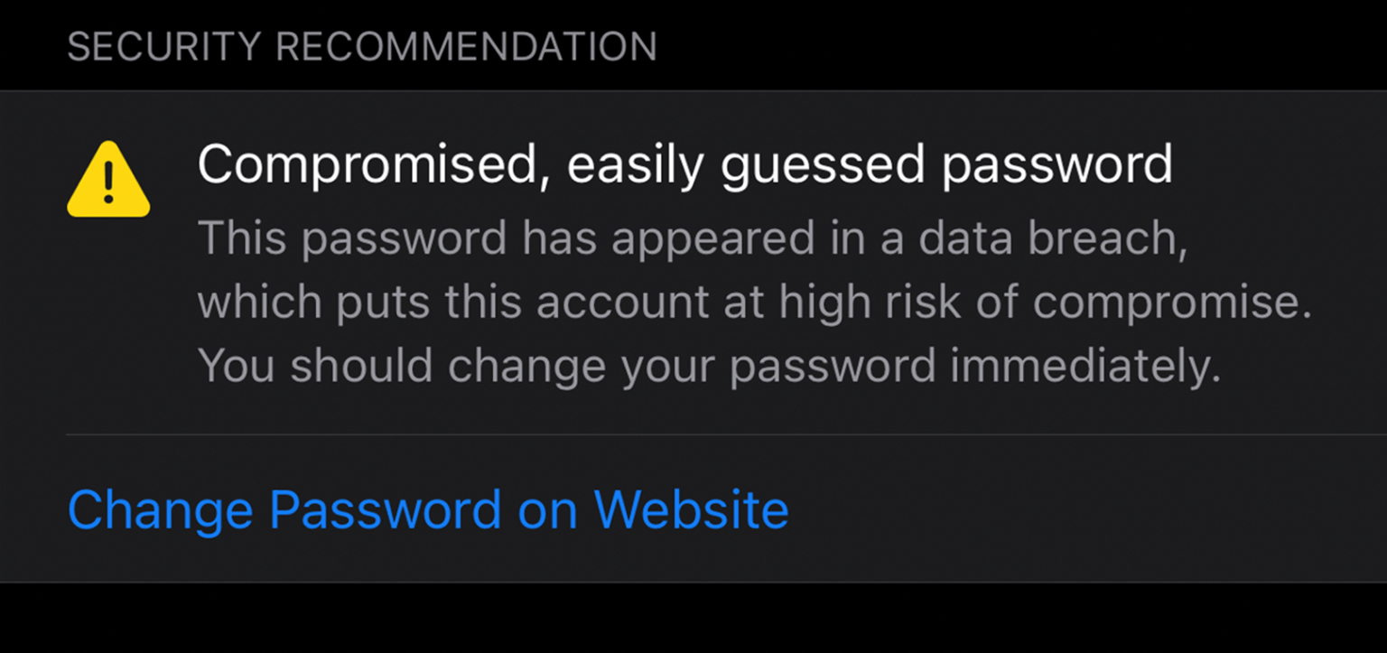 compromised password safari warning