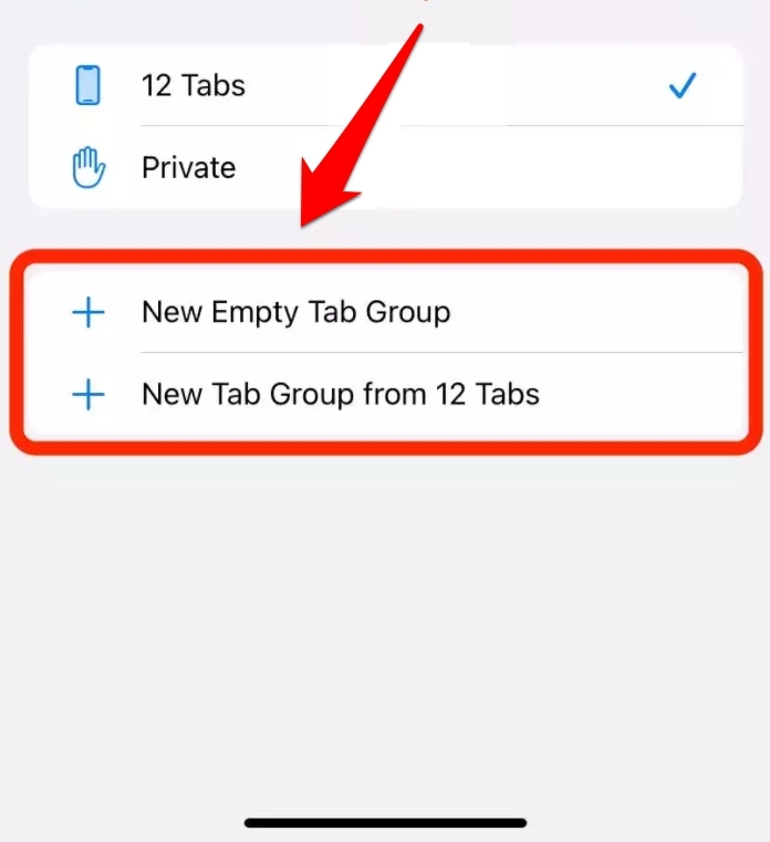 Create New Tab Group in Safari iOS