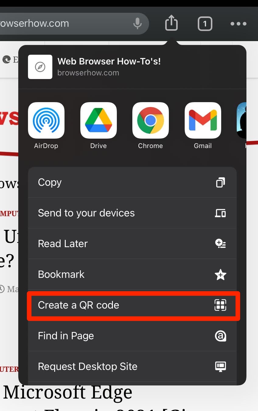 Create a QR code option in Chrome iPad
