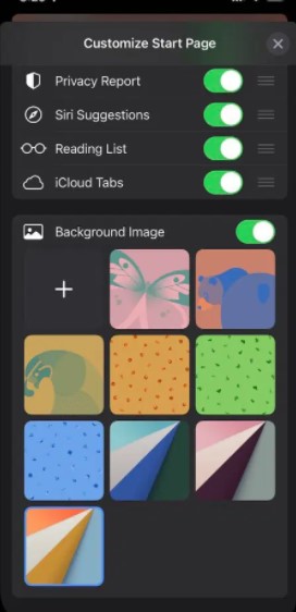 Customize Start Page Background Image on Safari iOS 15