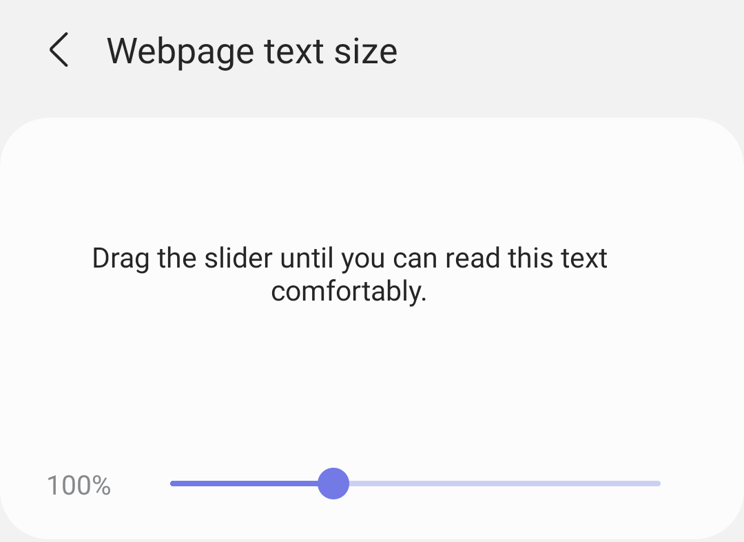 Customize Webpage Text Size in Samsung Internet