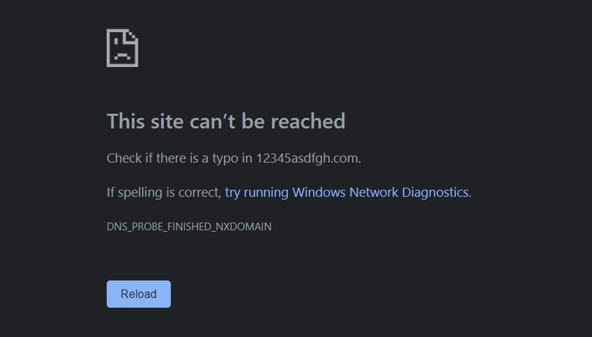DNS PROBE FINISHED NXDOMAIN error in Chrome
