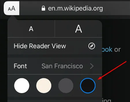 Dark Reader View in Safari iOS