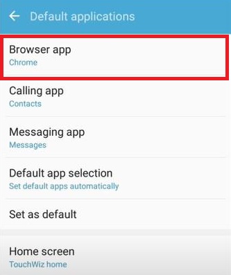 Приложение браузера по умолчанию в Samsung Mobile