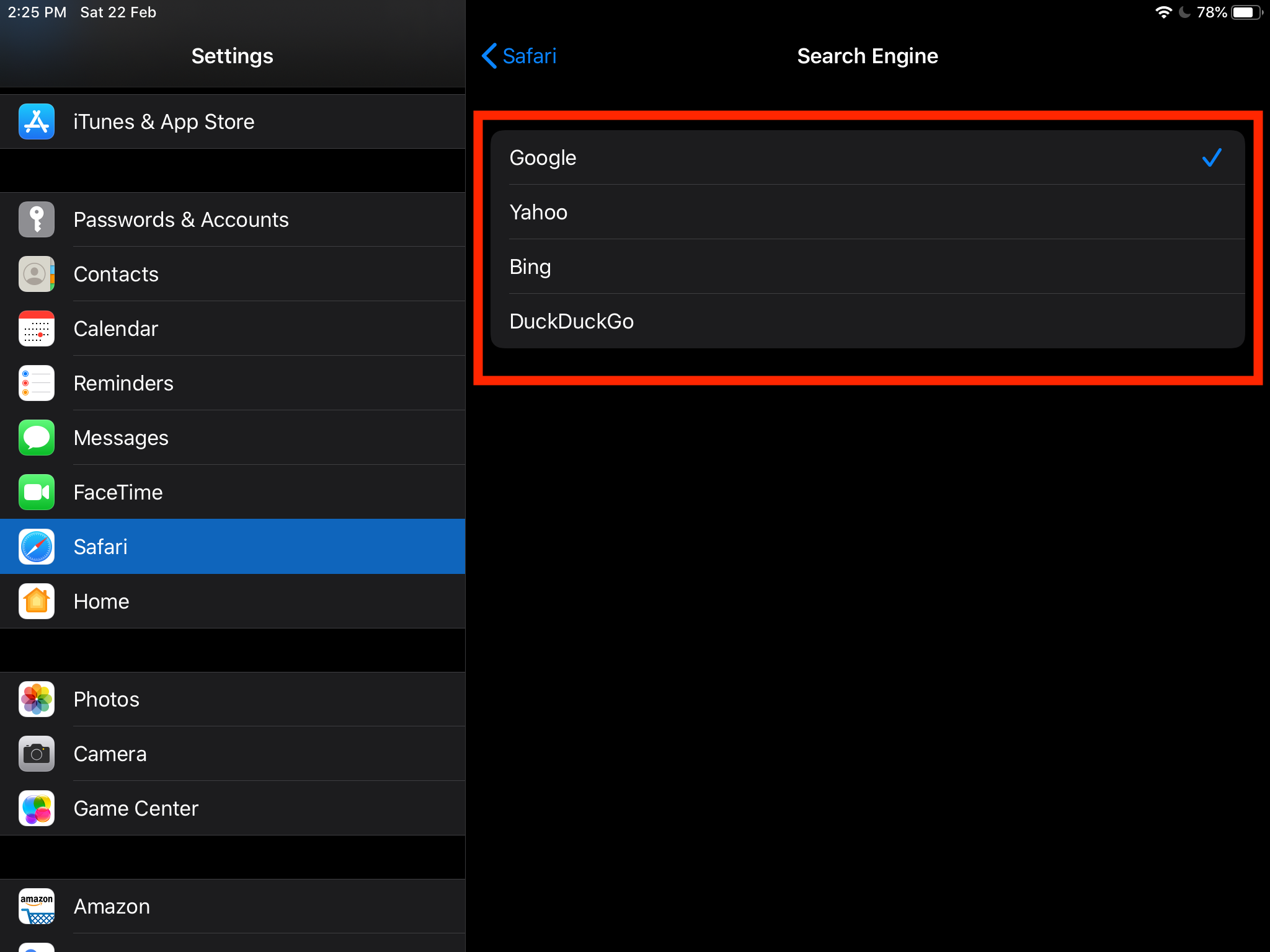 Default Search Engine in Safari iOS iPadOS