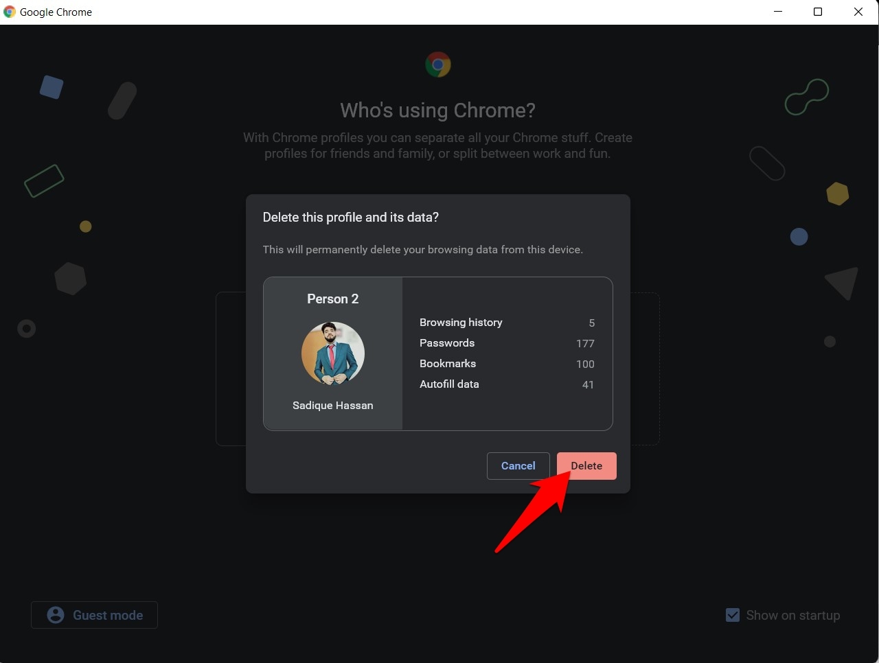 Delete Command to Remove Chrome Profiles