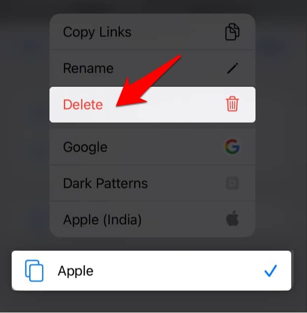 Delete a Tab Groups in Safari iOS