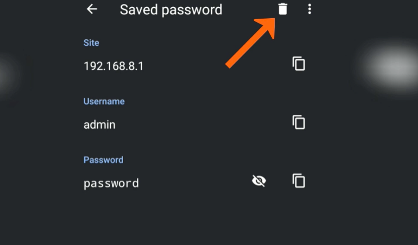 Delete Chrome Saved Password in Android