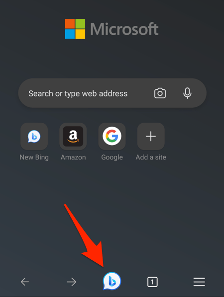 Discover Chat bubble icon in Edge Mobile browser Toolbar