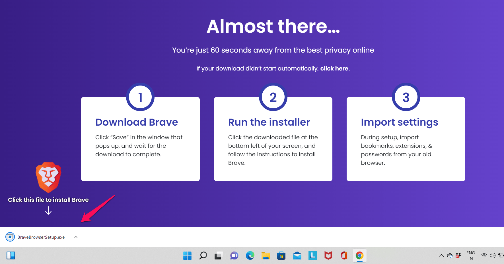 Double-click to Launch the Brave Installer