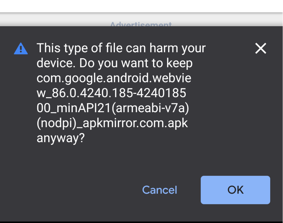 Загрузите Android WebView с внешнего сайта APK