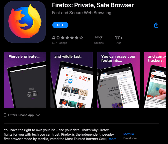 Download Firefox for iOS iPhone or iPod