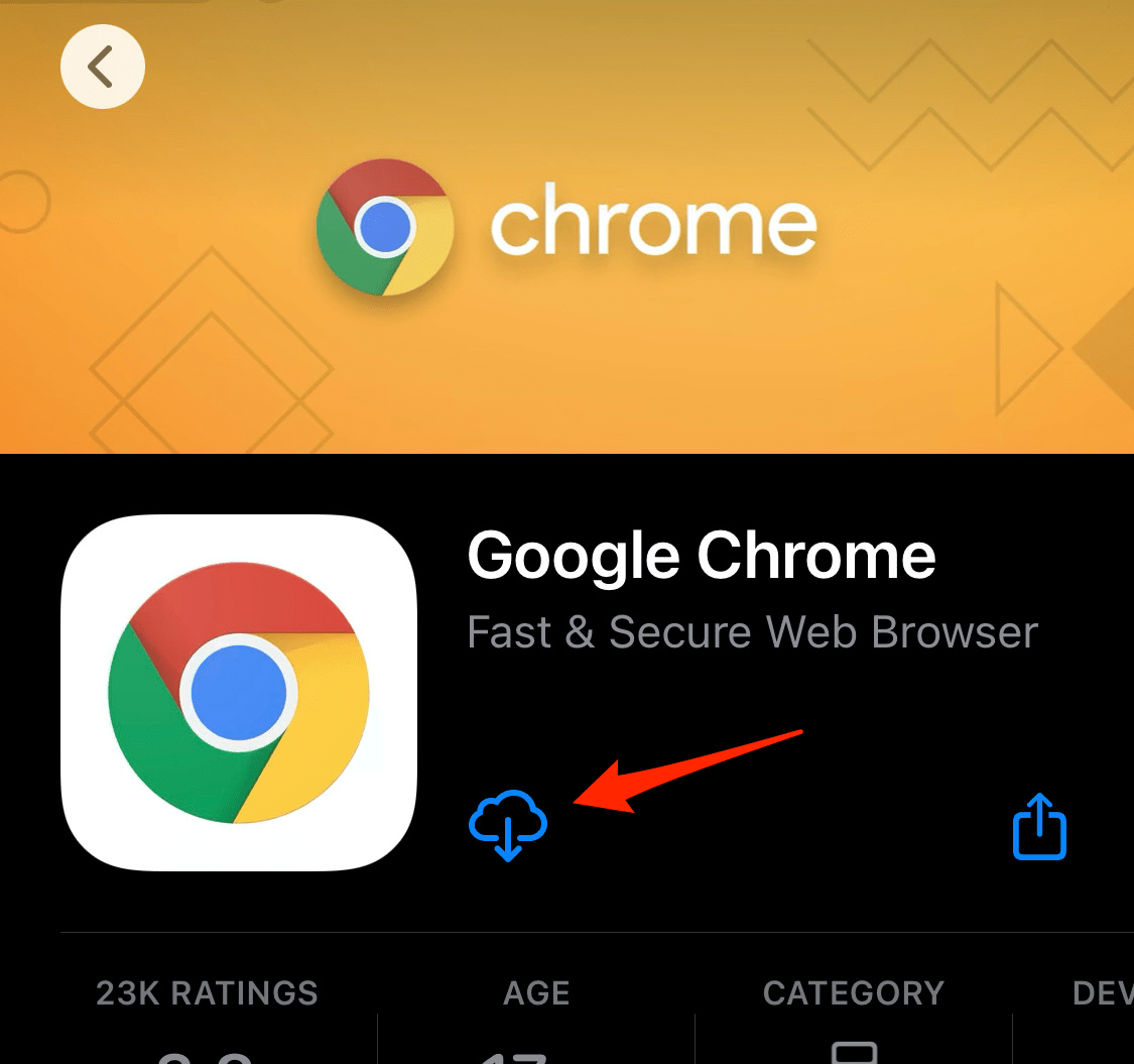 Download Google Chrome browser on iPhone device