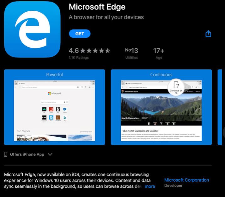 Download Microsoft Edge Chromium for iPadOS