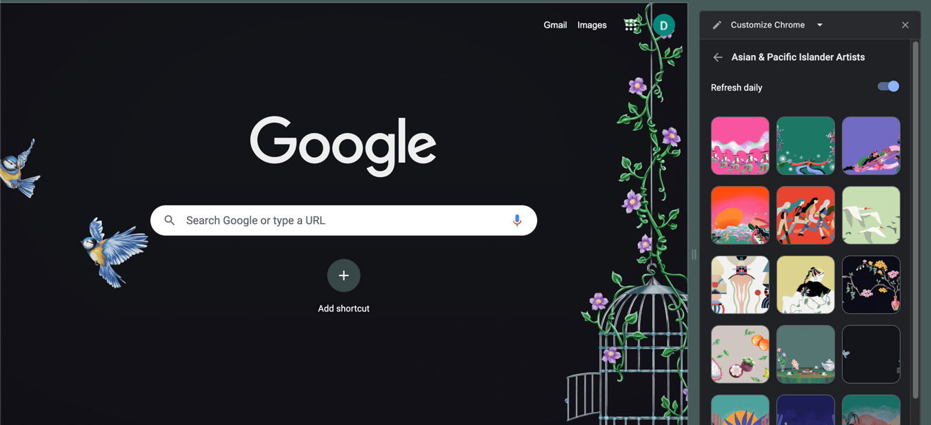 Dynamic Background image that refresh daily on Chrome browser