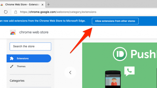 Edge Browser Allow extensions from other stores