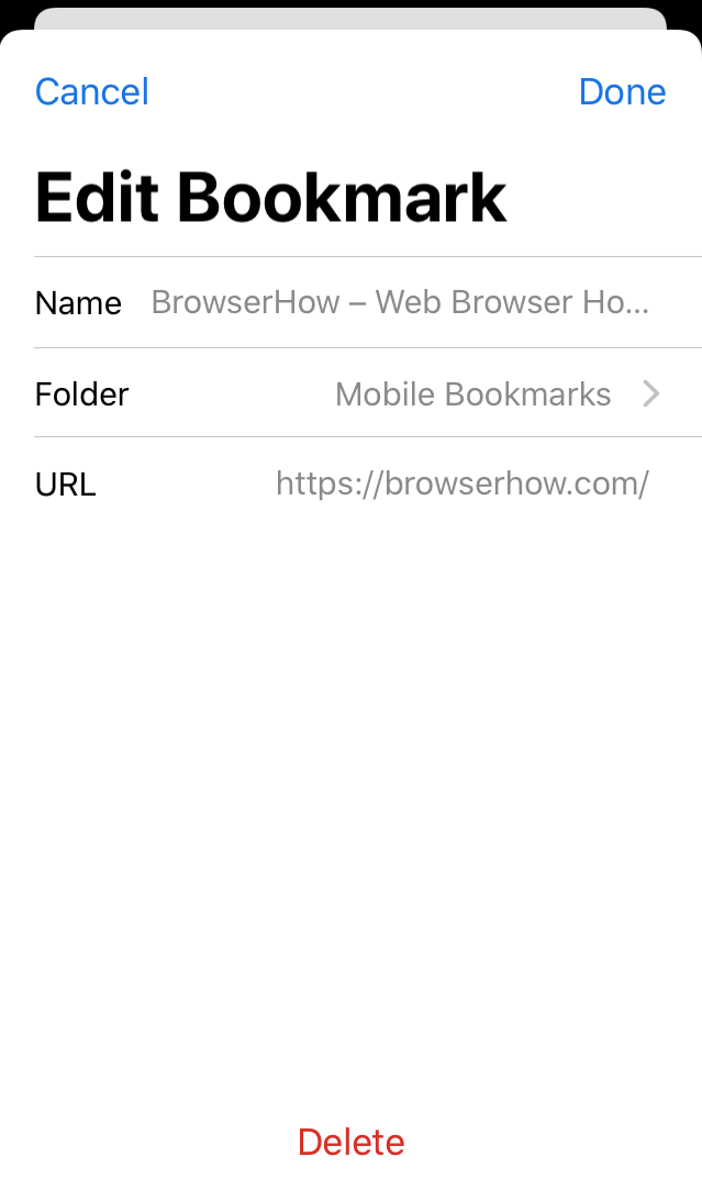 Edit Bookmark in Chrome iOS