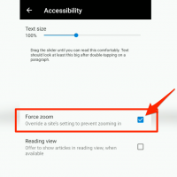 Enable Force zoom in Microsoft Edge for Android