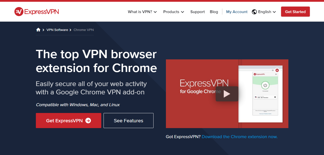 Домашняя страница веб-сайта Express VPN