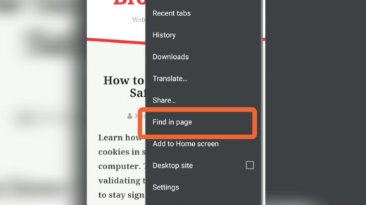 Find in Page Chrome Android
